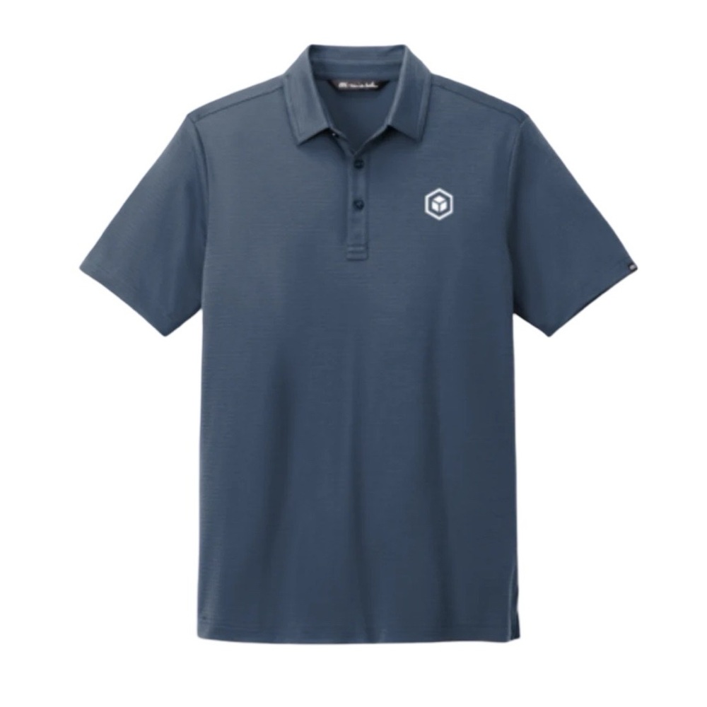 TravisMathew Bayfront Polo Shirt Men's XL Blue Striped Golf Performance Casual